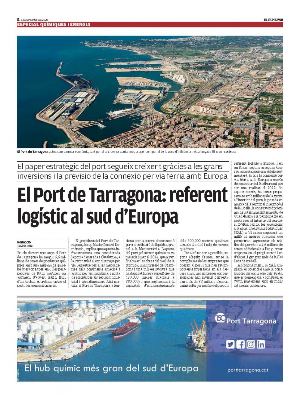 Especial Port Tarragona com a hub químic al Sud D&#039;Europa - Al Punt Avui