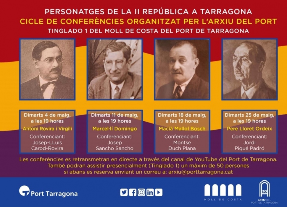 Marcel·lí Domingo, protagonista de la segona conferència organitzada per l’Arxiu del Port dins del cicle ‘Personatges de la II República a Tarragona’