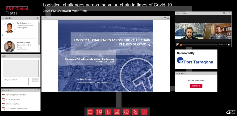 Port Tarragona i Vopak Terquimsa satisfets amb la seva participació al Platts European Petrochemicals Virtual Conference 2020